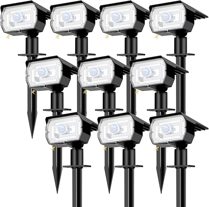 nipify 10 Pack Solar Lights Outdoor Waterproof, 3 Modes Motion Sensor Spot Lights,Solar Powered Spotlights 2-in-1 | Lumora