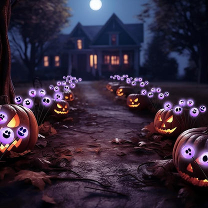 Tuanse 2 Pcs Outdoor Halloween Decorations Waterproof Halloween Solar Lights Scary Ghost Lights for Garden Yard Lawn Pathway (Purple)