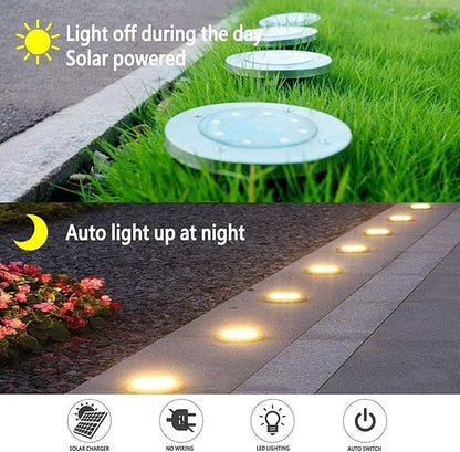 Solar Lights Outdoor Garden, Solar Lights Outdoor, IP65 Waterproof Outdoor LED Solar Pathway Lights - 8 Pieces Each with 8 LED Lights, Outdoor In-Ground Solar Lights for Landscape