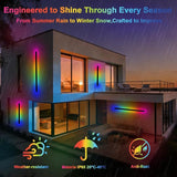 RGB Outdoor Wall Lights, Ip65 Waterproof Linear Led Modern Wall Sconce, 7 Colors and 358 Light Effects, Dimmable | Lumora