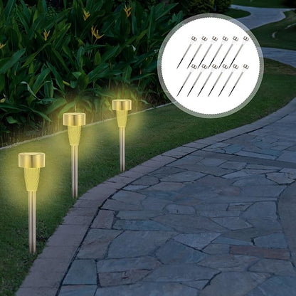 balacoo 12pcs Solar Pathway Lights Stainless Steel Solar Garden Lights Warm Outdoor Landscape Lighting Kit for Patio Walkway