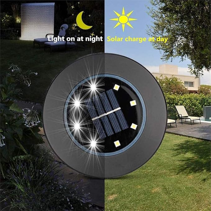 Ulalaza 4Pcs Solar Ground Lights 8 LED Waterproof Outdoor Garden Lights for Yard Driveway Lawn Pathway (White) | Lumora