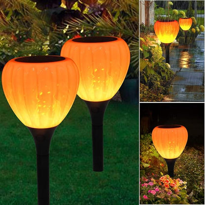 Solar Pathway Lights Outdoor Waterproof Halloween,2 Packs,Solar Powered Garden Decorations,LED Landscape Path Lights for Patio, Lawn,Yard,Walkway