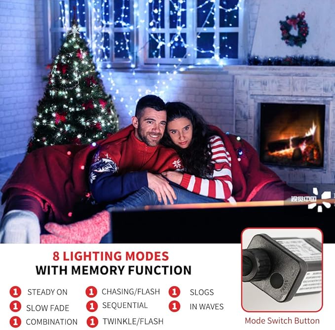 105FT 300LEDs Christmas Lights Outdoor Indoor String Lights 8 Modes Memory Function for Christmas Tree Party | Lumora