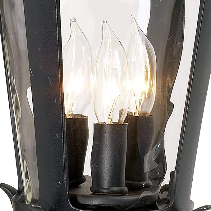 John Timberland Casa Marseille European Outdoor Wall Light Fixture Mediterranean Black Scroll Arm 21 1/2" Clear | Lumora
