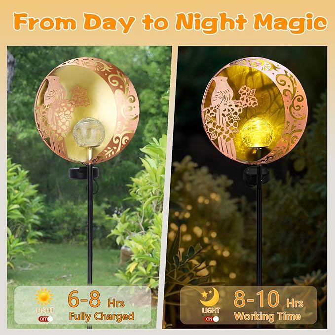 Unique Birthday Gifts for Women Mom Grandma,Solar Cardinal Garden Lights Outdoor Decor,Housewarming Gifts New Home for Patio, Lawn, Yard, Pathway