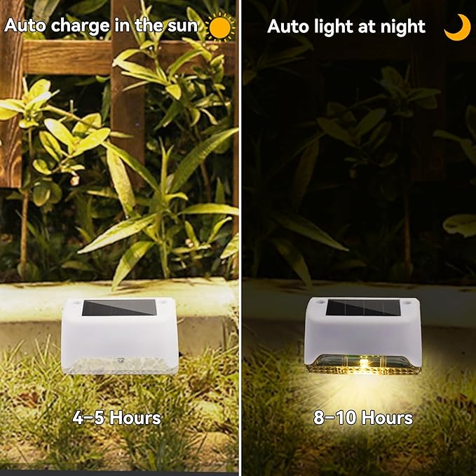 20 Pack Solar Deck Lights Outdoor Small Waterproof LED Step Lamp Outside Decoration Lighting for Stairs, Railing, Fence, Patio, Pool, Balcony, Retaining Wall, Patio, No Drill Instal(White Shell)