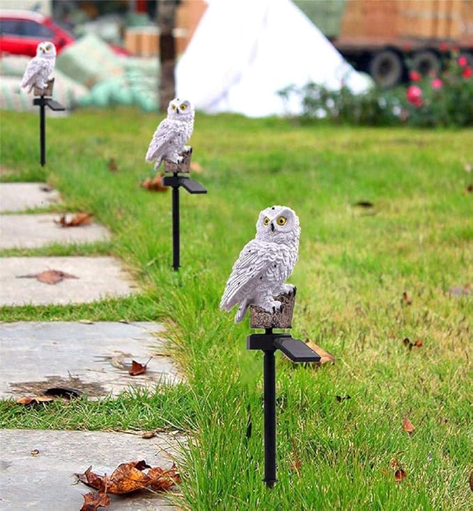Ulalaza Outdoor Solar Lights Owl Shape Solar Powered LED Lamp Waterproof Garden Lights Stake Lights for Walkway
