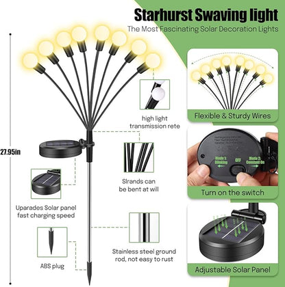 Solar Garden Lights, Solar Lights Outdoor, Firefly Light for Patio Decor,Yard Pathway Decoration, Warm White Lights(4 Pack-32 LEDs)