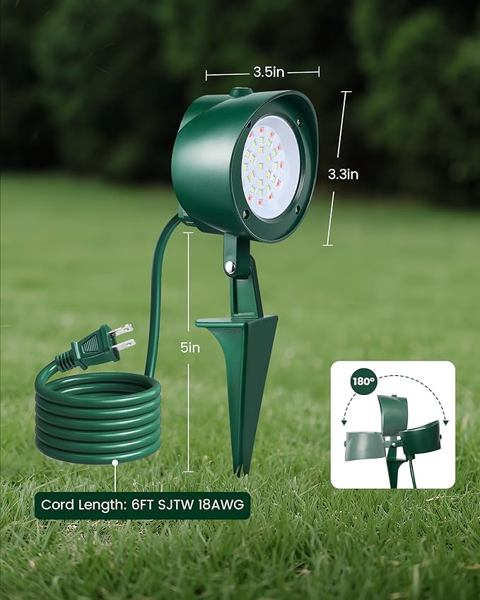 SURAIELEC Dusk to Dawn Christmas Spotlight Outdoor, Red & Green Decorative LED Landscape Spotlights with Timer | Lumora