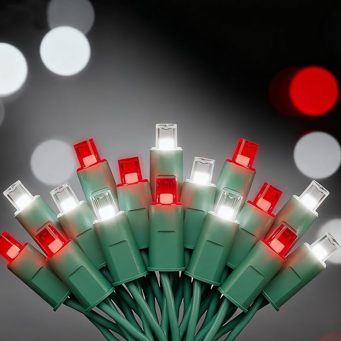 LED Valentines Day Lights (Red & White - Breathing, 33.3FT), Mini LED Christmas String Lights, Waterproof Fairy Lights for Outdoor Indoor Holiday Party Patios Wedding Halloween Xmas Decor