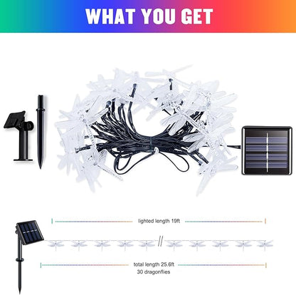 JMEXSUSS Solar String Lights Outdoor Waterproof, Solar Christmas Lights for Garden Patio Yard Tree Party Christmas Decorations, Dragonfly