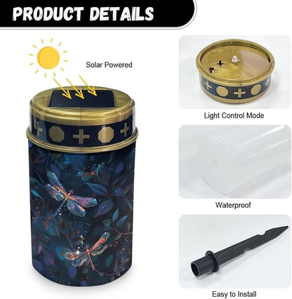 Dragonfly Print Solar Garden Light Garden Decoration Waterproof Solar Light Outdoor Solar Powered Landscape Path Light for Path, Yard, Patio, Driveway