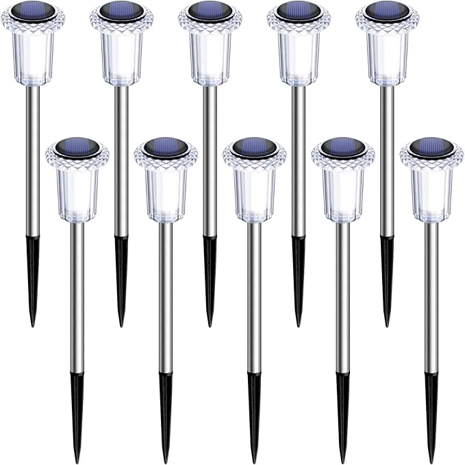 Solar Pathway Lights 10 Pack Christmas Solar Lights Outdoor Waterproof 6000K Cold White Yard Lighting, LED | Lumora