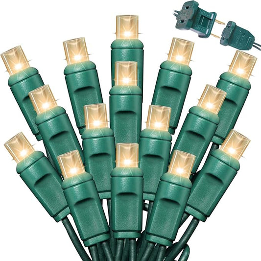 LAMPHOME 1200LED (24pk of 50L) String Lights, LED Christmas Lights, 6" SPACING,Green Wire,Warm White
