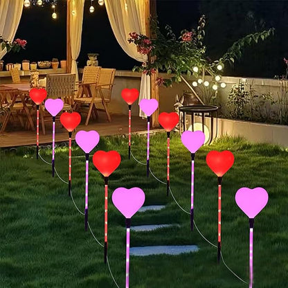 6 Pack Solar Red Heart Stake Lights for Valentines Day Decor, Outdoor Waterproof Heart Shaped Solar Light for Garden Pathway Light Cemetery Grave Porch Walkway Valentine's Theme Decorations