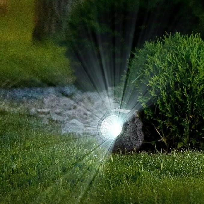 ansu Solar Garden Rock Lights Outdoor Waterproof Landscaping Path Spotlights Decoration, Black