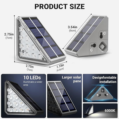 NIORSUN Solar Stair Lights Outdoor Waterproof IP67, 12 Pack Auto On/Off Solar Step Lights for Steps, Patio, Porch, Deck Decor, Cool White
