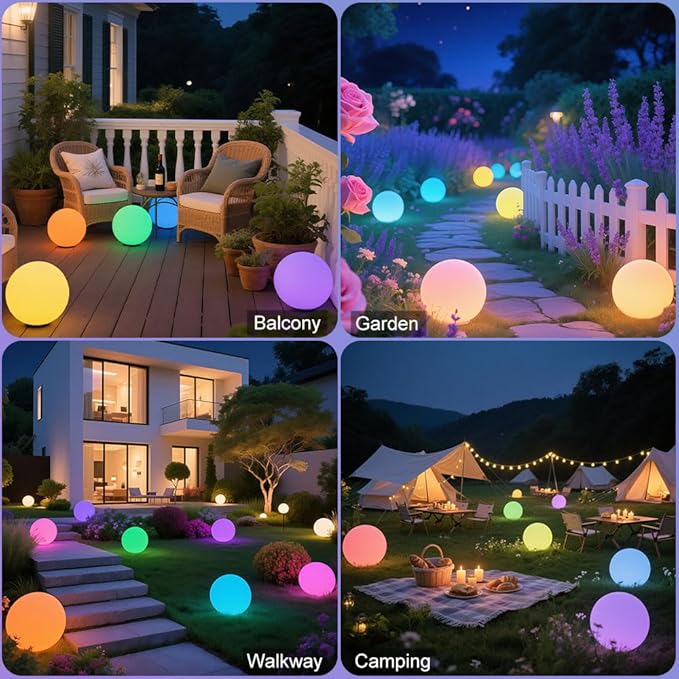 10-in Solar Orb Light, Waterproof Solar Globe Light Outdoor Dimmable RGB Color Changing Solar Garden Ball Light for | Lumora