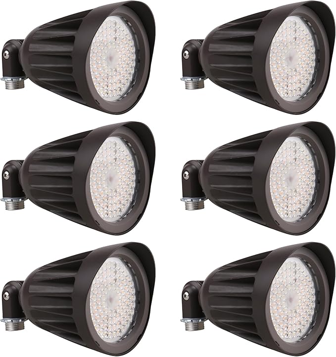 25 Watt LED Spot Light - 3,500 Lumens - Color Selectable 30K/40K/50K - 42°Beam - Knuckle Conduit Mount - LED Landscape Flood Light - 80W MH Equivalent UL and DLC Certified (6-Pack)