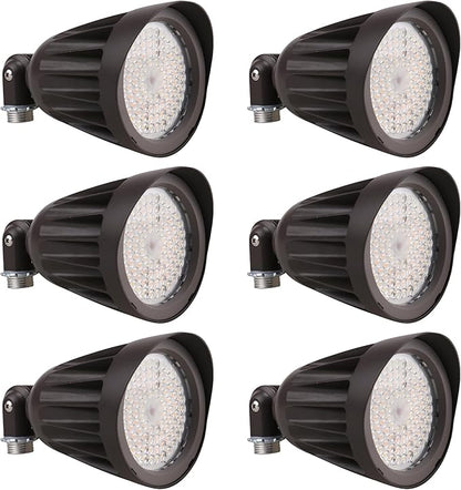 25 Watt LED Spot Light - 3,500 Lumens - Color Selectable 30K/40K/50K - 42°Beam - Knuckle Conduit Mount - LED Landscape Flood Light - 80W MH Equivalent UL and DLC Certified (6-Pack)