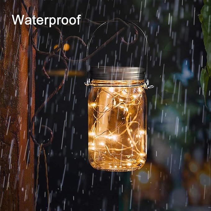Urvoix Solar Mason Jar Lights - 8 Pack 30 LED Solar Fairy Lights Outdoor, Waterproof Mason Jar Lids Lights Solar | Lumora