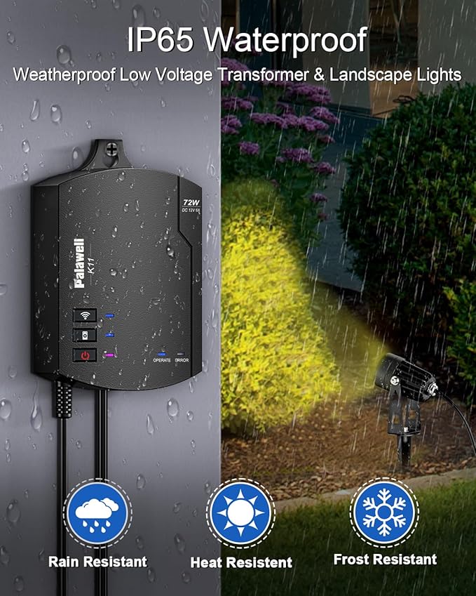 8-Pack Low Voltage Landscape Lighting Kit with WiFi 72W Transformer, 3W LED Spotlights with 65ft Cable, App and | Lumora