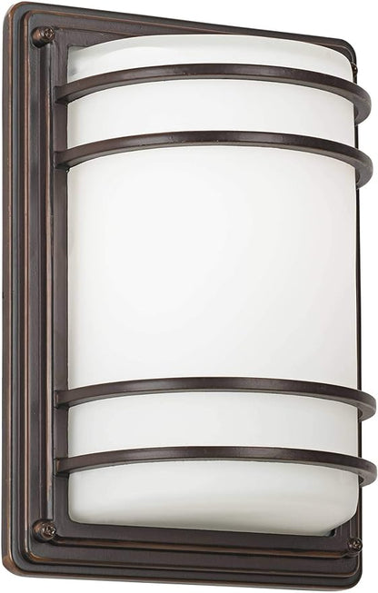 John Timberland Habitat Modern Outdoor Wall Light Fixture Rubbed Bronze 11" Opal Glass Shade for Exterior Barn Deck House Porch Yard Patio Outside Garage Front Door Garden Home Roof Lawn