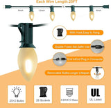C7 LED Christmas Lights 25Ft Frosted White Outdoor String Lights with 27 Warm White LED Bulbs (2 Spare), Vintage | Lumora