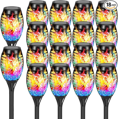 Solar Lights Outdoor, Solar Torch Lights with Flickering Flame,Waterproof Outdoor Garden Lights for Outside Patio Pathway Yard Decorations(6/8/1-/12/16/18/24, Multicolor) (18)