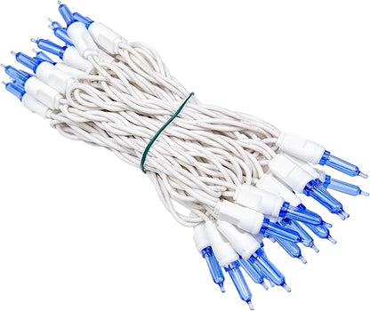 Novelty Lights Vintage Style T5 Blue LED Christmas Lights, 11.5 Feet White Wire String of 35 Mini Bulbs, UL Listed Indoor/Outdoor Tree Lighting