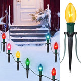 SUNSGNE Christmas Pathway Lights Outdoor, 38FT Colored Christmas Lights with 25 C9 Multicolor Bulbs and 25 Plastic | Lumora