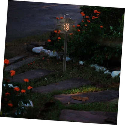 DOITOOL 2pcs Solar Powered Outdoor Garden Lights Ground Solar Pathway Lamps for Patio Deck Fence Lawn Decorations