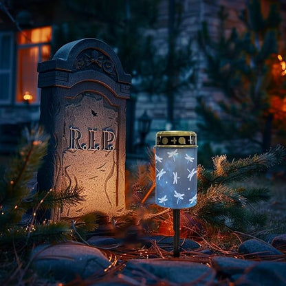 Garden Solar Light, Starry Dragonflies Grave Solar Lights for Cemetery, Waterproof, Solar Powered, Easy to Install, Decorate Lawn, Patio, Fence, Backyard