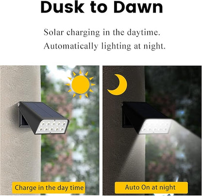 Outdoor Spotlight Solar Powered, Dusk to Dawn Deck Lights, 2-Mode 90° Adjustable Ideal for Wet Location, Bright Solar Wall Pack for Patio Parking Lot Alleyways Doorway, 4-Pack
