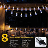 (New) Outdoor String Lights, 24FT 20 LED Bulbs Shatterproof Patio String Lights, IP65 Waterproof 8 Light Modes | Lumora