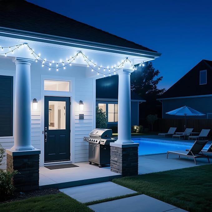 200 LED Cool White Christmas Lights, UL Certified and Commercial Green Wire String Lights 66ft, for Indoor and Outdoor Winter, Wedding, Garden, Patio.