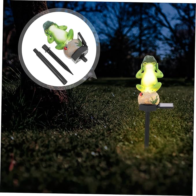 Gadpiparty Decorative Solar Garden Stake Light Frog Theme Outdoor Landscape Energy-Saving Simple Installation Pp Resin Material