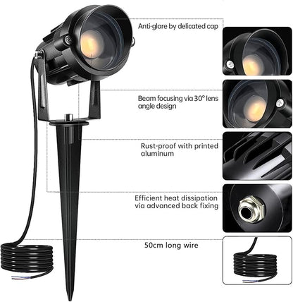 Low Voltage Landscape Lights Outdoor: 7W 700LM LED Landscape Lighting for Tree Garden Yard Pathway | 12V 24V Warm White 3000K Spotlights | IP66 Waterproof | 8 Pack