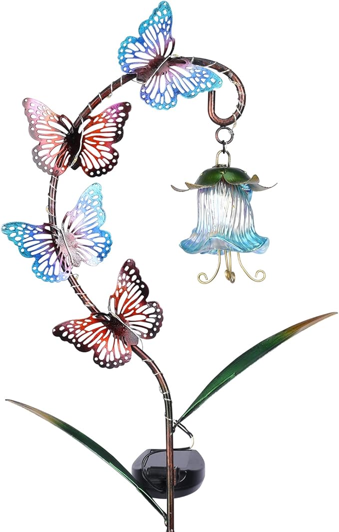 Bshine Solar Butterfly Lights Outdoor Garden Decoration Valentine's Day, Metal Stake Waterproof Hanging Flower | Lumora