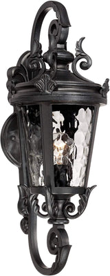 John Timberland Marseille Traditional Outdoor Wall Light Fixture Black Steel Scroll 19" Clear Hammered Glass | Lumora