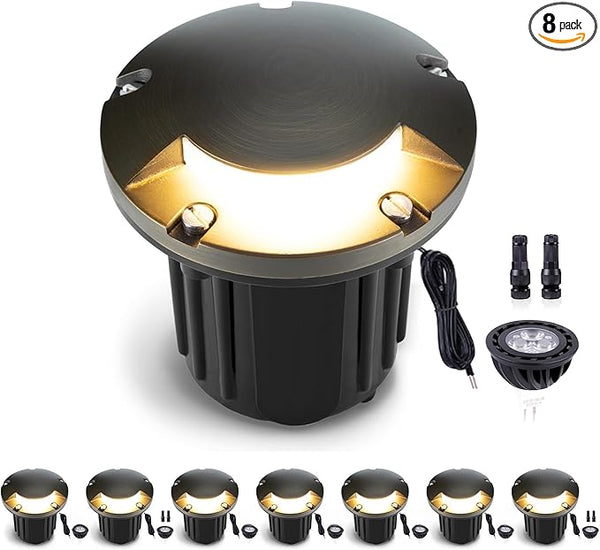 Gardenreet Low Voltage Landscape Well Lighting - Brass In-Ground Ip65 Hardwired Replaceable Bulb Light, 12V LED | Lumora