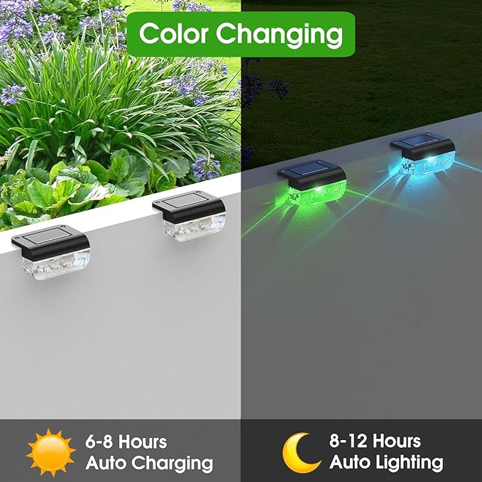 Solar Deck Lights 8 Pack, Solar Lights Outdoor Waterproof for Outside, Stairs, Step, Fence, Yard, Garden, Patio | Lumora