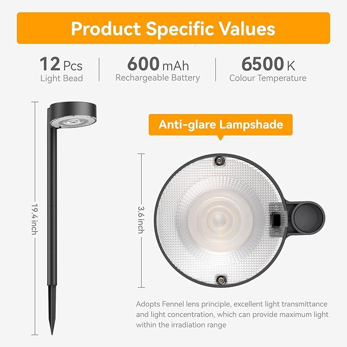 12 Pack Solar Pathway Lights Outdoor, 12 Brighter LED Solar Lights Outdoor Waterproof, Up to 12 Hrs Modern Path | Lumora