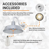 14in. Galvanized Finish Outdoor Gooseneck Barn Light Fixture with 10in. Long Extension Arm - Wall Sconce Farmhouse | Lumora