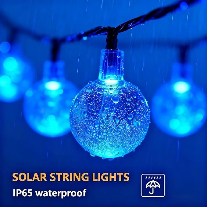20 LED Decorations Crystal Globe Solar String Extra-Bright Outdoor Lights with 8 Lighting Modes Waterproof Solar | Lumora