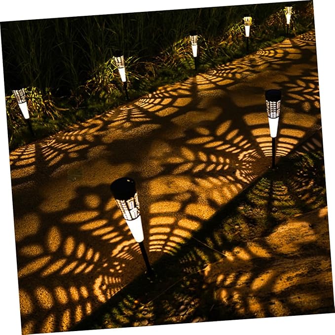 6pcs Solar Lawn Stake Lights Garden Outdoor Pathway Solar Powered Landscape Lighting with Warm and Colorful LEDs Yard Decorative Lights for Patio and Walkway