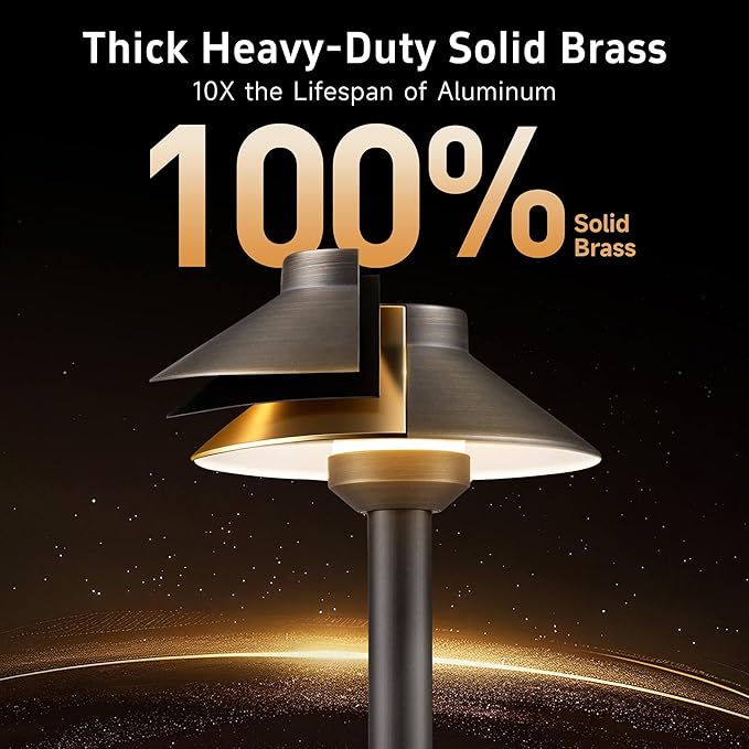 Gardenreet Low Voltage Landscape Lighting Brass - 12v Pathway Lights Waterproof, Hard Wired Path Light Outdoor | Lumora