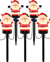 5 Pack Christmas Decorations Outdoor Santa Claus Pathway Lights, Connectable Garden Stakes with C7 Bulbs, UL | Lumora