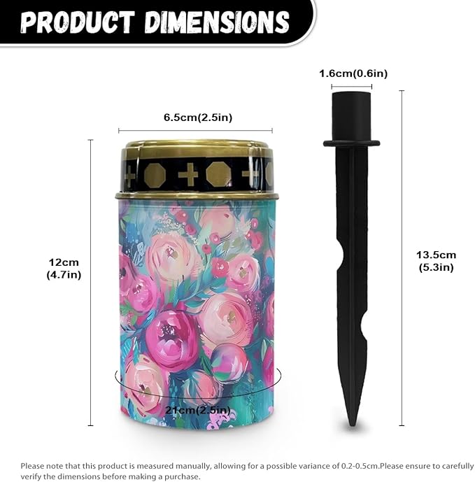 Pink Flower Garden Decor Solar Light Outdoor Stake Patio Yard Lawn Porch Pathway Grave Solar Lights for Cemetery Christmas Halloween Outside Waterproof Decorations